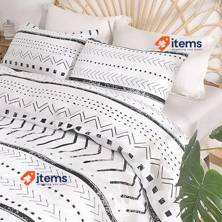 Tokokimo Nordic Duvet Cover 150/135 White + Black Line, 3 Pieces