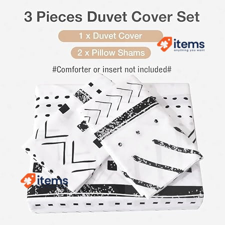 Tokokimo Nordic Duvet Cover 150/135 White + Black Line, 3 Pieces
