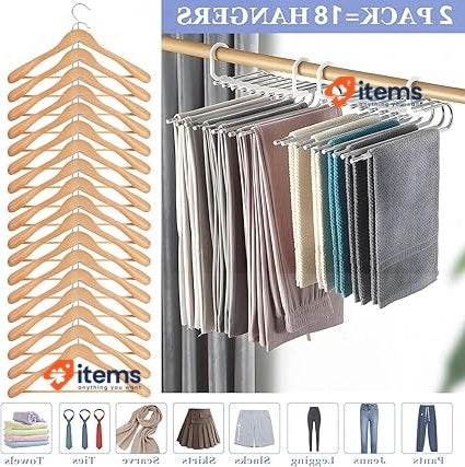 MULEVIP 9 In 1 Trouser Hanger, Space - Saving Pack Of 2 Set 2, Space-Saving