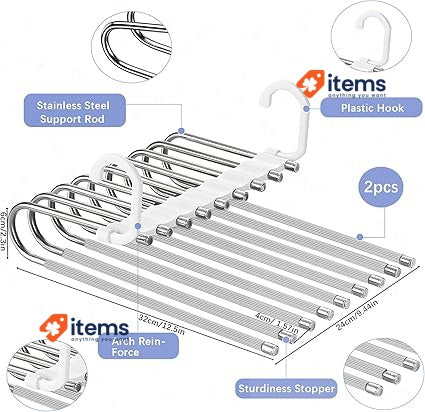 MULEVIP 9 In 1 Trouser Hanger, Space - Saving Pack Of 2 Set 2, Space-Saving