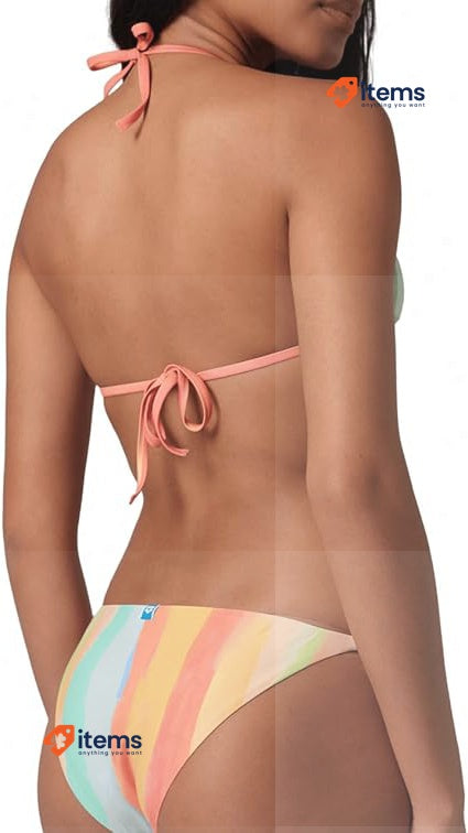 Arena Women's Water Print String Bikini Triangle Two Piece Multistripes