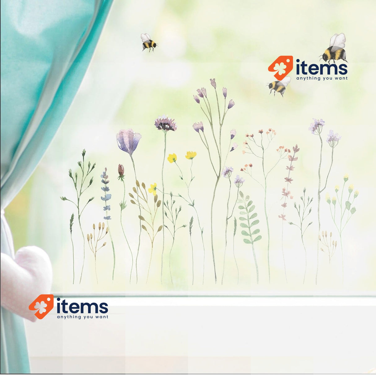 Wandtattoo Loft Static Window Stickers - Spring Flowers A3 Sheet, Reusable PVC
