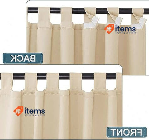 PONY DANCE Outdoor Curtain Weatherproof Set 213 x 132 cm Biscotti Beige