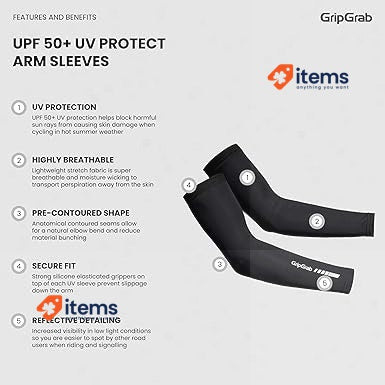 Gripgrab UPF 50+ UV - Protection Summer Cycling Arm Sleeves Size Small Anti-Slip