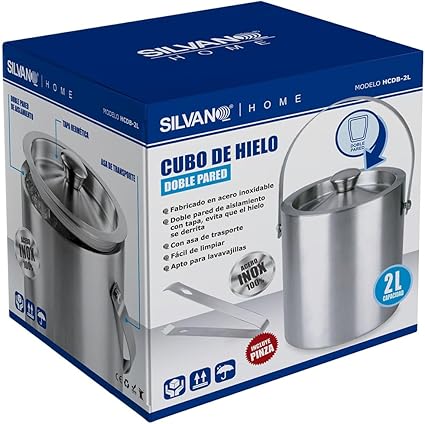 SILVANO Ice Cube Tray, 2L Stainless Steel Stainless Steel Airtight Lid
