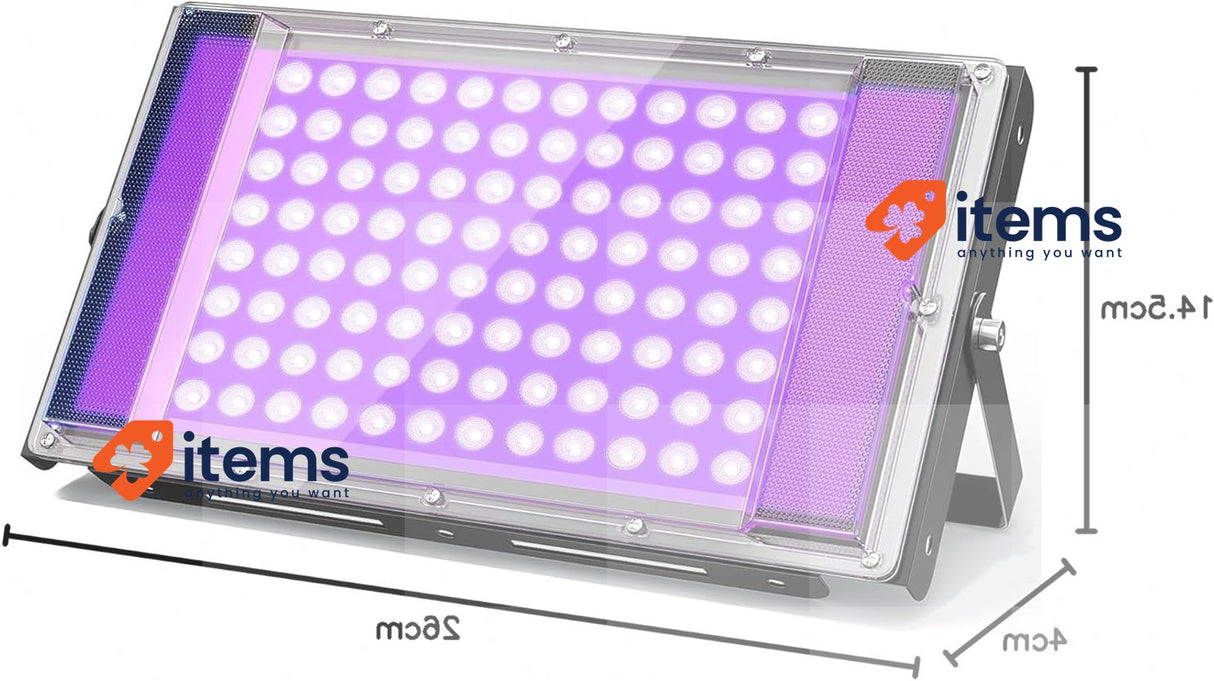 GKT 100W LED Blacklight Lamp Blacklight Flood Light with Switch and Plug Purple
