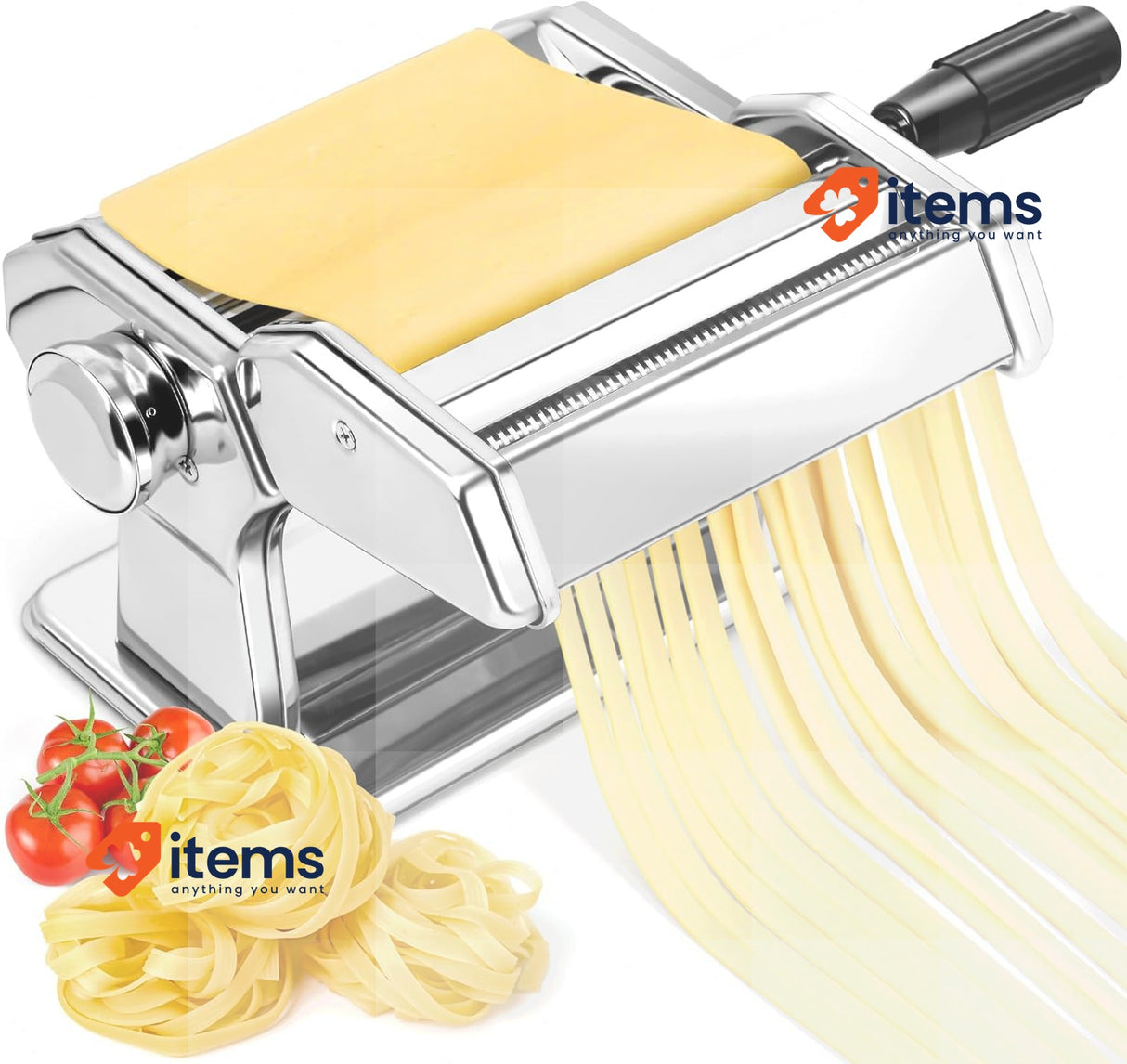 YASHE Pasta Machine by Yashe - 7 Thickness Settings, Stainless Steel, Roll&Cut