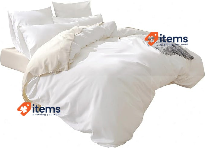 Sonive 400 Thread Count Cotton Sateen Duvet Cover Set,155x220 cm,80x80cmx2White