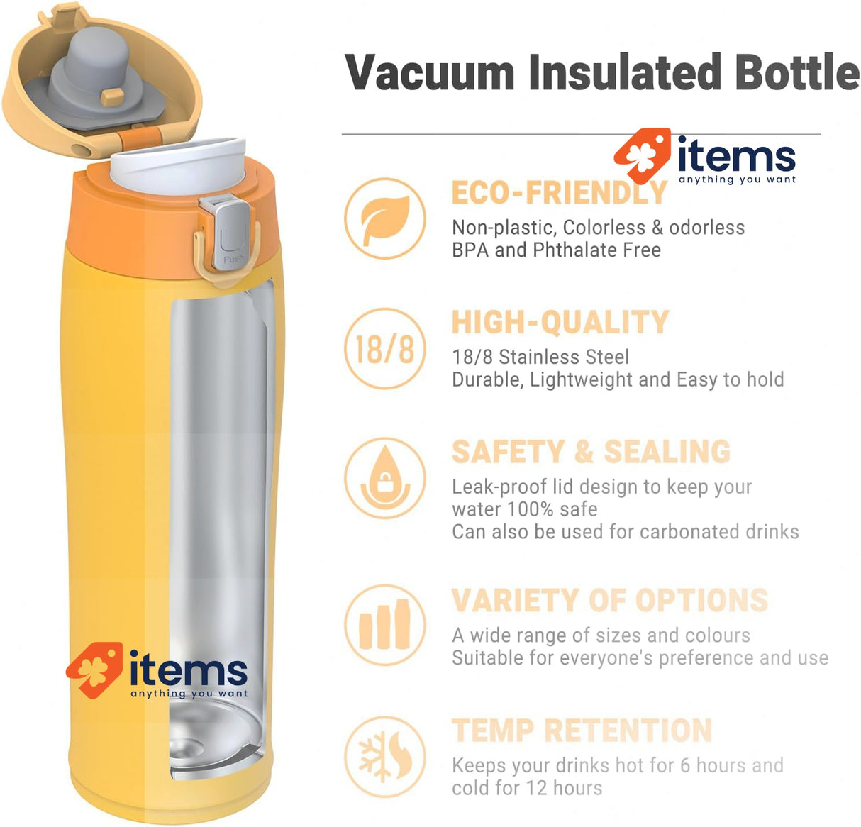AORIN Stainless Steel Drinking Bottle 18/8-350 ml, Children s Stainless Steel