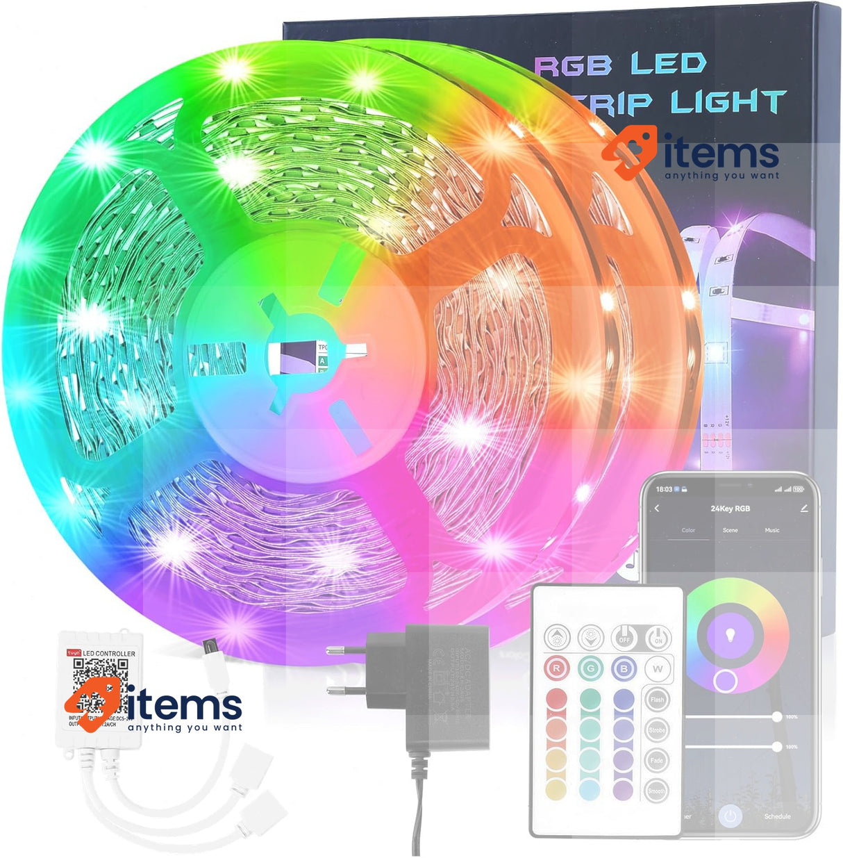 LED Strip 20 M Wifi, Compatible With Alexa And Google Home LEDs/Metre V with RC