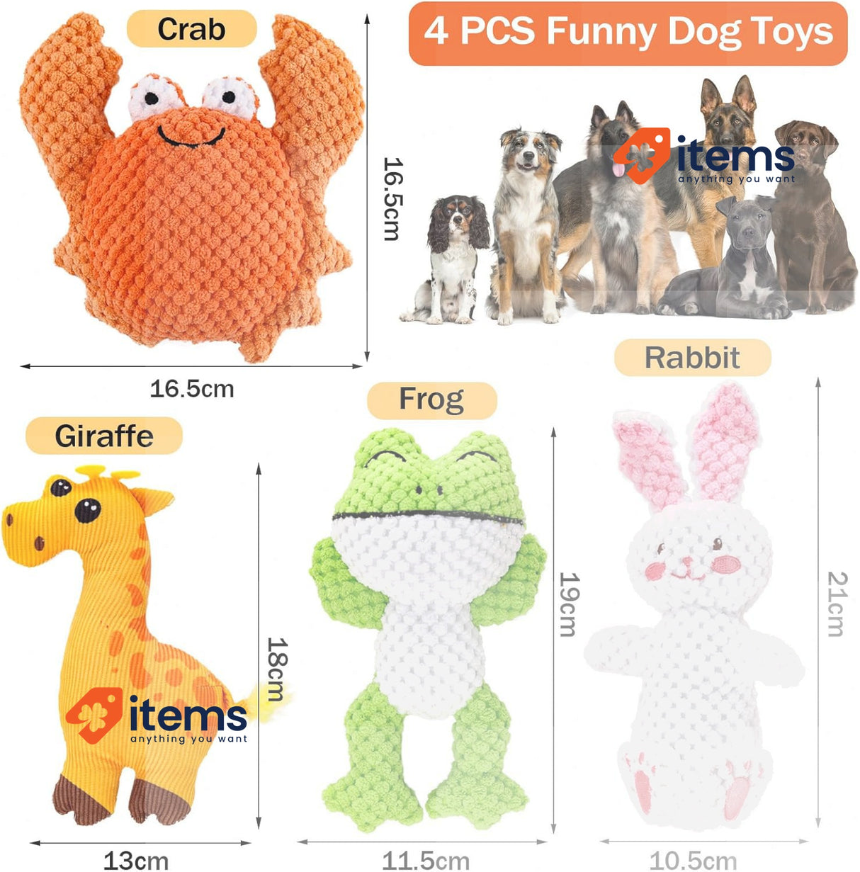 Glaublieb Dog Toys Squeaky Cute Soft Plush Toy for Small and Medium Dogs 12 kg