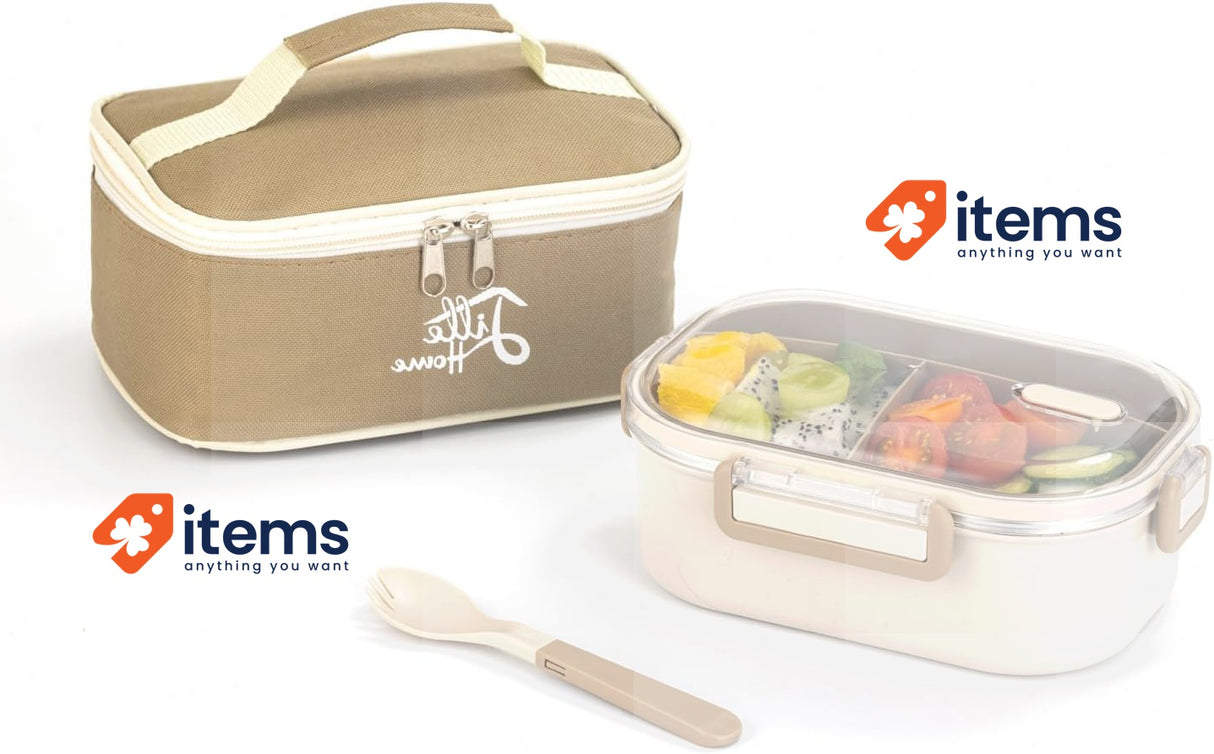 Lille Home 920ml Bento Lunch Box, Stainless Steel 2-Compartment LunchBox Adult