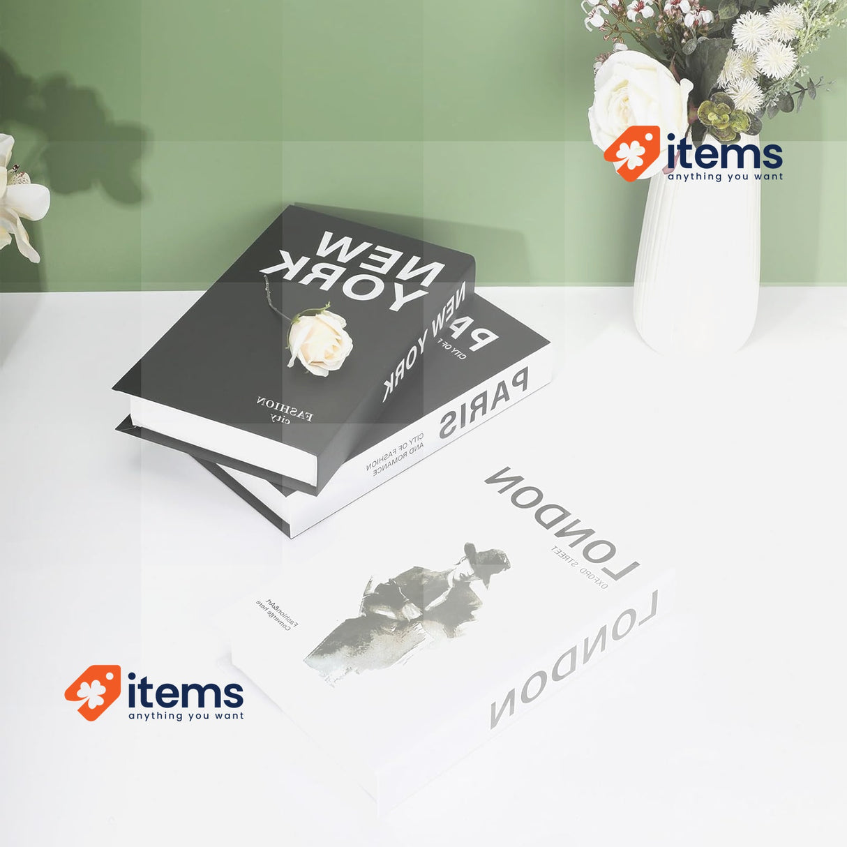 MURISE Decorative Books (3 pcs), Cardboard Storage Box