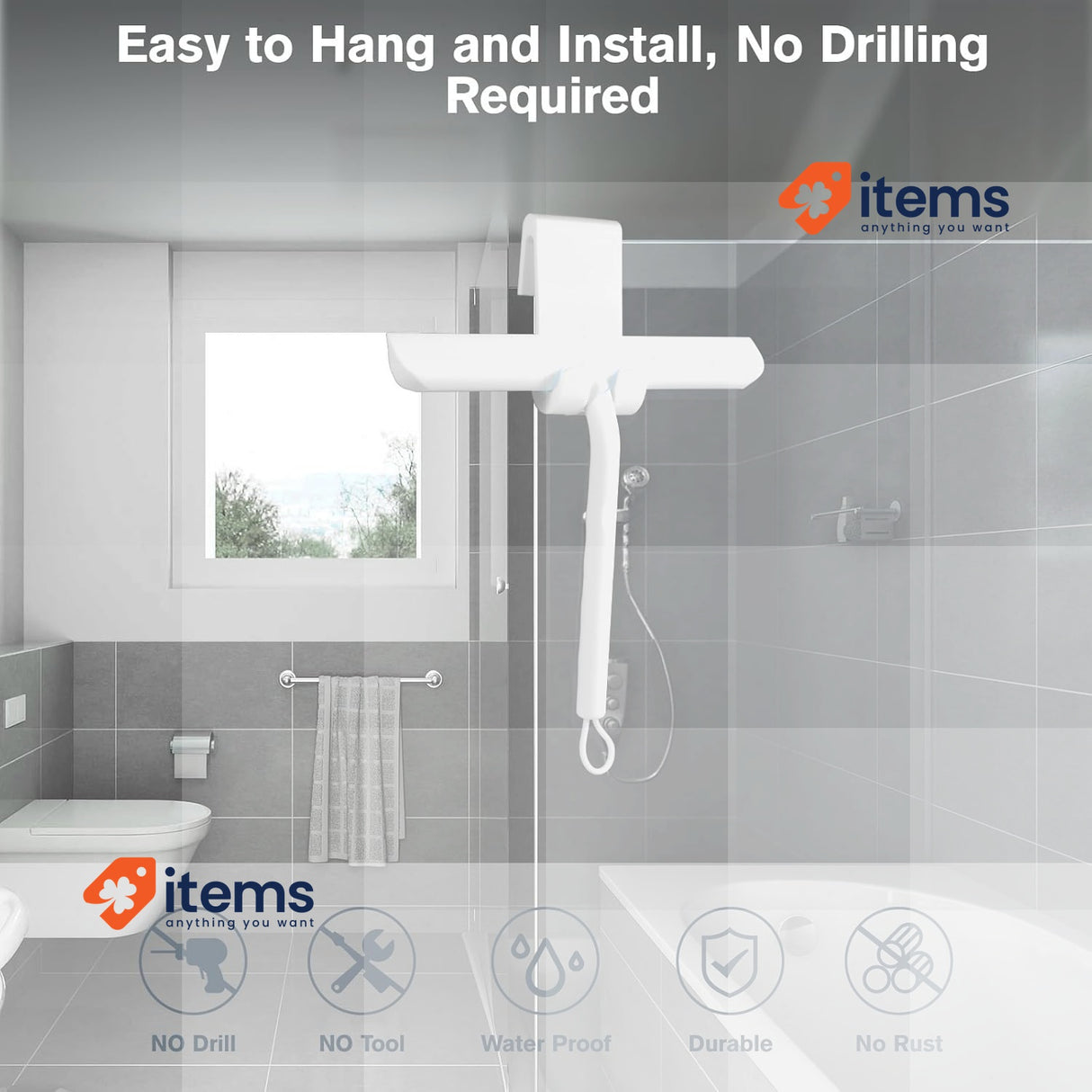 Vinabo Shower Squeegee for Shower Doors Window and Glass Cleaning 21cm White