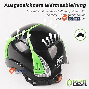 GREENDEVIL X-Armor ABS Safety Helmet for Adults EN 397 Green/Black
