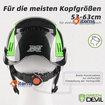 GREENDEVIL X-Armor ABS Safety Helmet for Adults EN 397 Green/Black