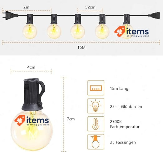 ROVLAK Luminous Chain Exterior 15M, Lights Garden Waterproof - 15 M Smart