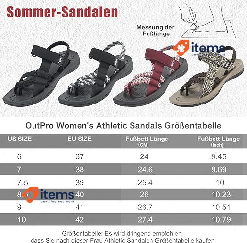 Outpro Women's Sandals With Braided Strap Burgundy Color 37 EU Red Wine UK