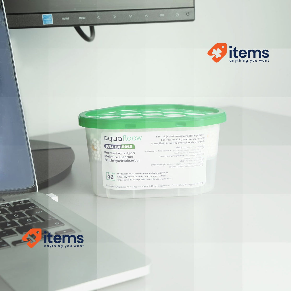 Aquafloow Room Dehumidifier 400 ml, Reduces Humidity, 3 Pieces Dehumidifier