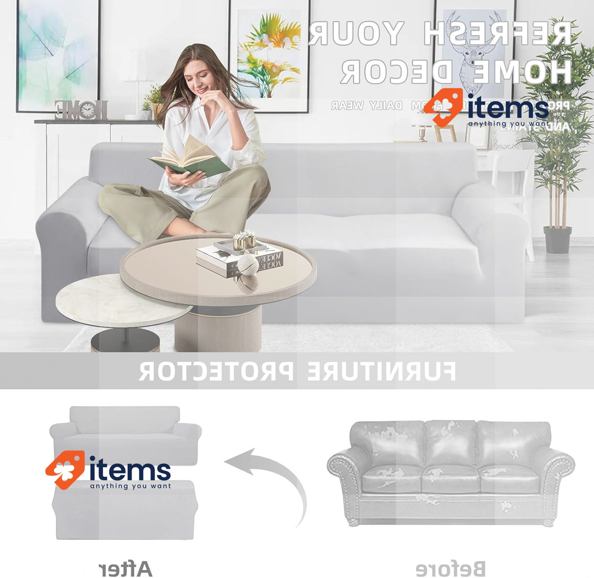 Cotopuro Sofa Cover 2 Seater Stretch, Super Elastic Sofa Cover with Armrest Dogs