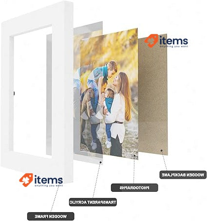 Feelhap Collage Picture Frame, 13 X 18 Cm, White Photos Wooden Foldable Photo