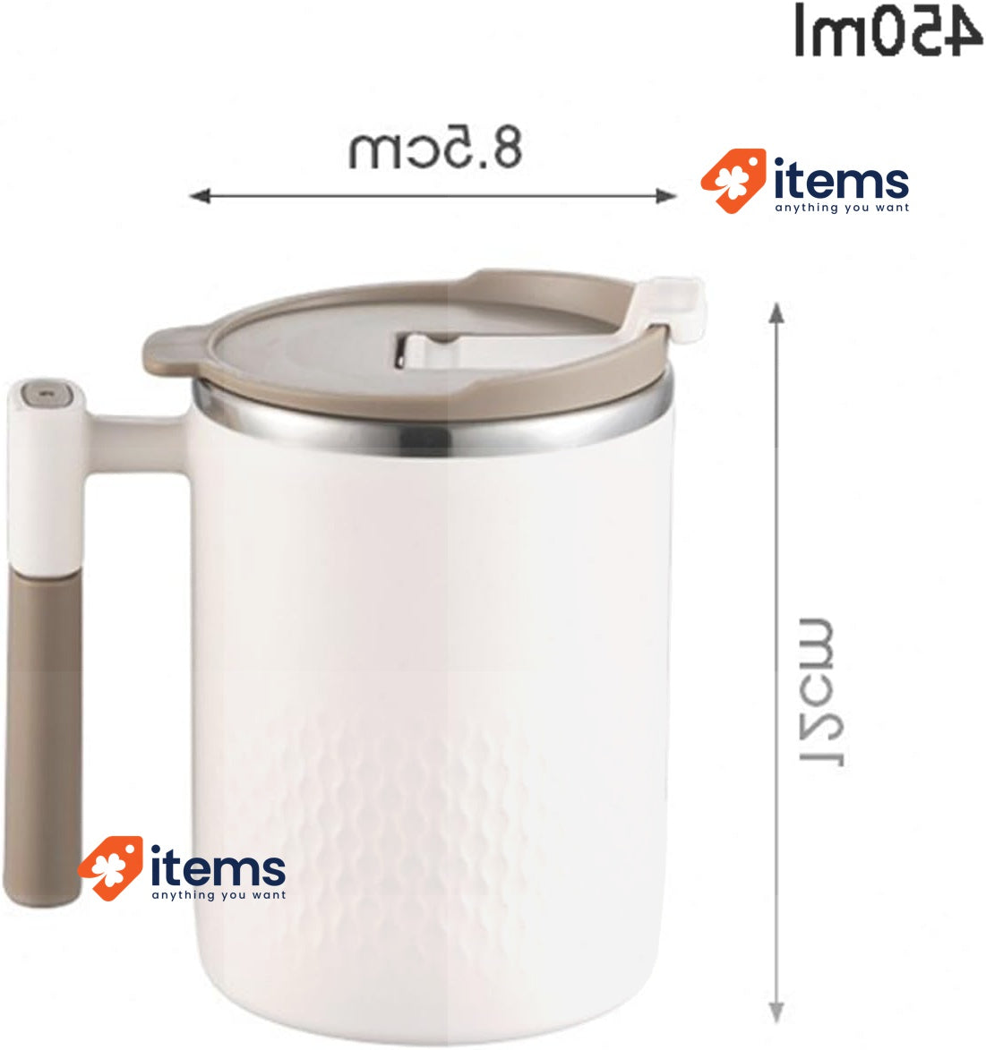 Xfeyaqlo Thermal Herbal Tea 450 Ml Coffee Mug With Handle Beige Stainless Cup PP