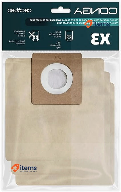 Cecotec Pack Of 3 Vacuum Cleaner Bags For Conga Powerbag 2500 - Set Compact Plus