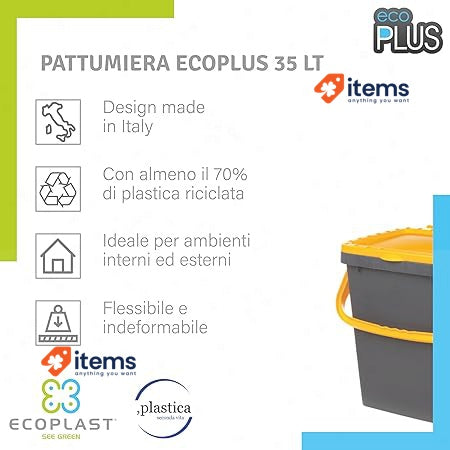 Ecoplast | Set of 3 Bins for Separate Waste Collection 35 Lt Yellow/Green/Blue