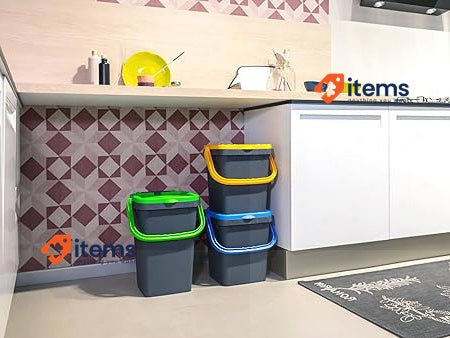 Ecoplast | Set of 3 Bins for Separate Waste Collection 35 Lt Yellow/Green/Blue