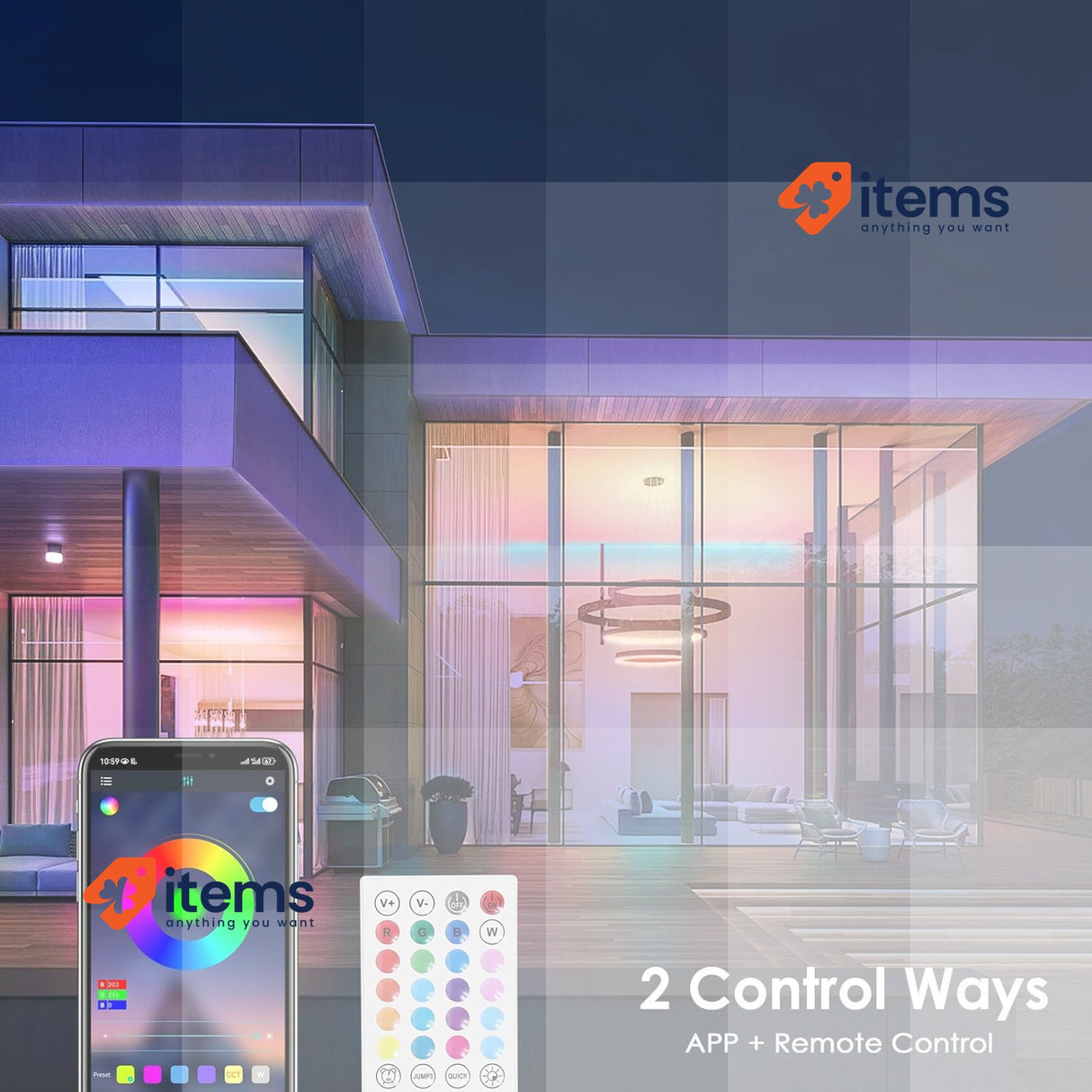 HOVVIDA LED Strip, 30 LEDs/Metre, RGB LED Strip, App and Remote Control