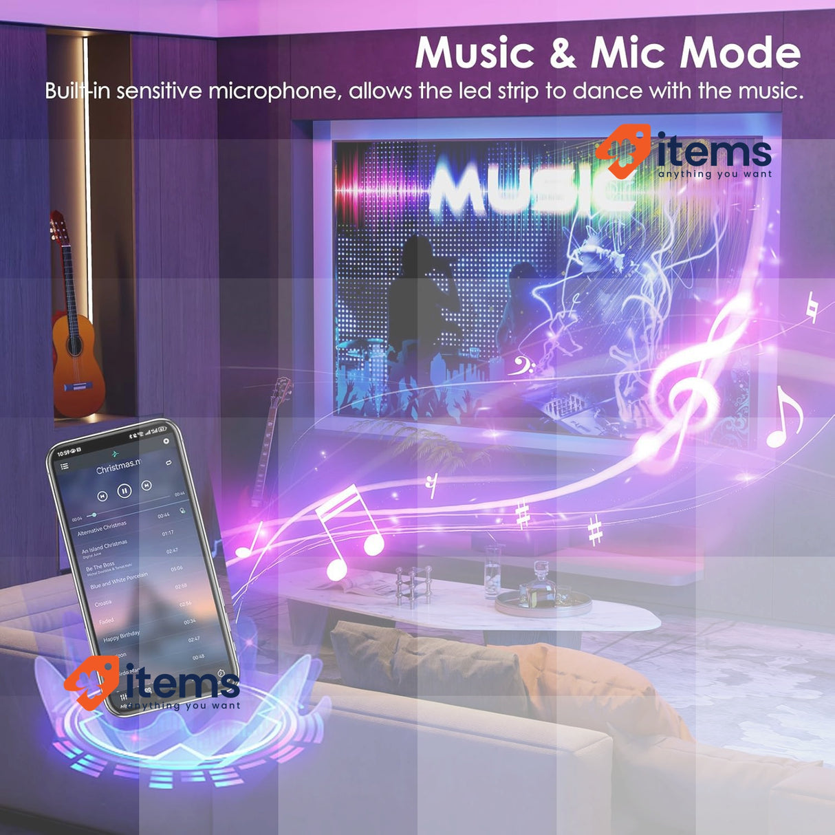 HOVVIDA LED Strip, 30 LEDs/Metre, RGB LED Strip, App and Remote Control