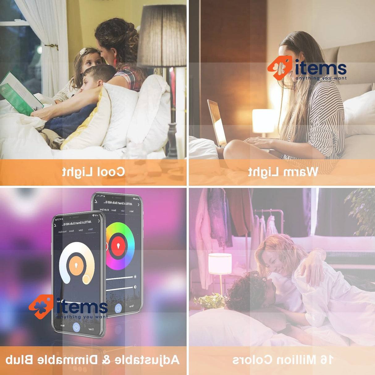 ANTELA Smart Bulb E14 Alexa Light Bulb A60 8W 806LM LED RGB Dimmable Bulb, 4PCS