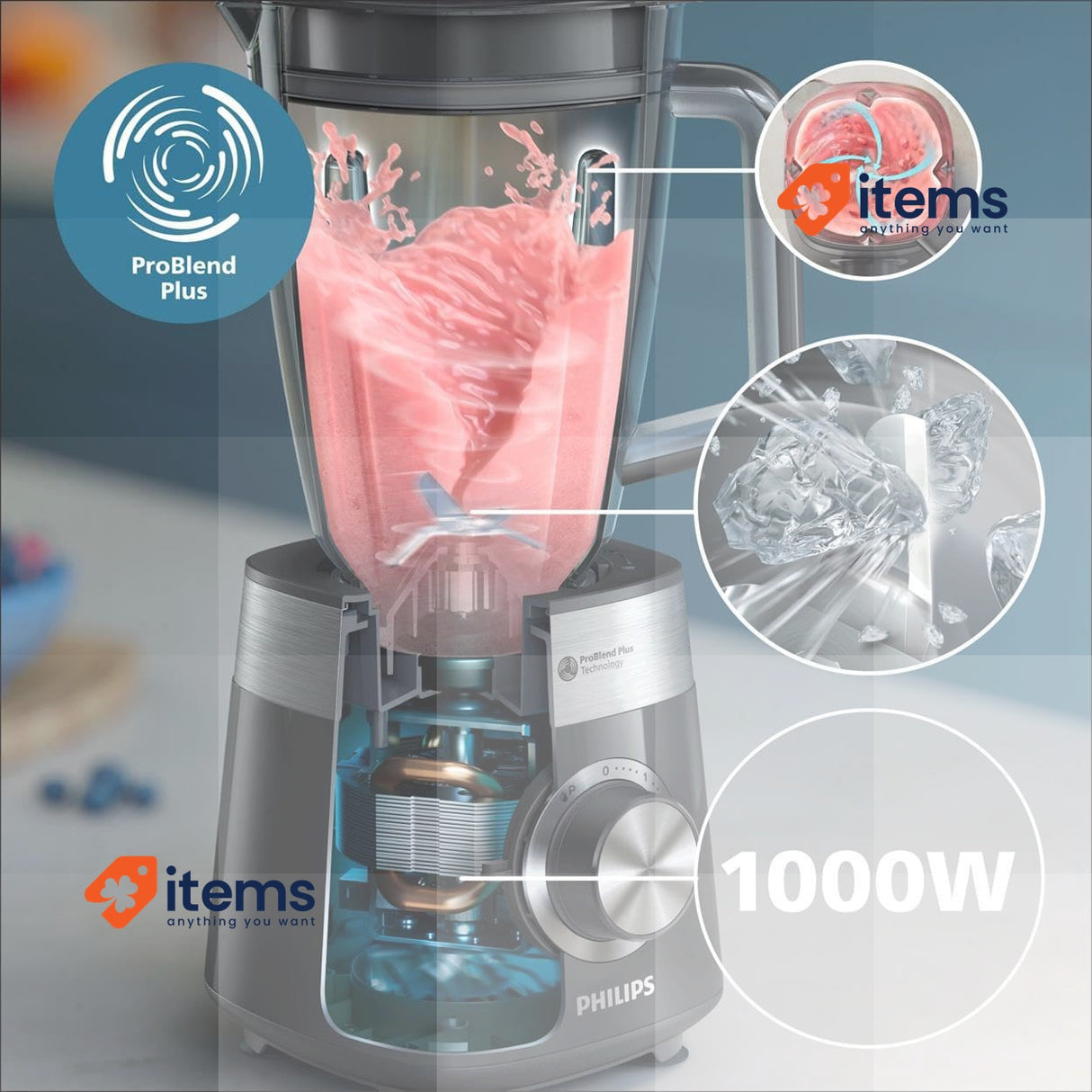 Philips 5000 Blender Series, Problend Plus Technology 2L Capacity Black 1000W