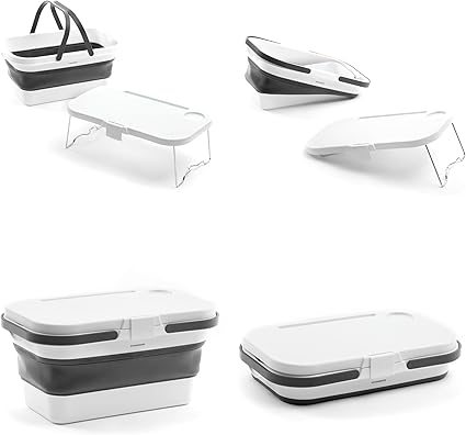 InnovaGods Folding Picnic Basket with Lid-Table Pickning White