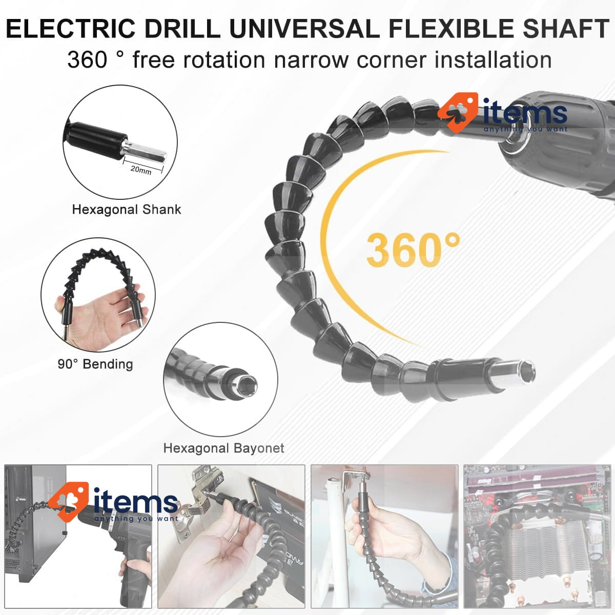 Drufoful 21 Pieces Screwdriver Corner Drill Kit 105 Degree Joint Screwdriver
