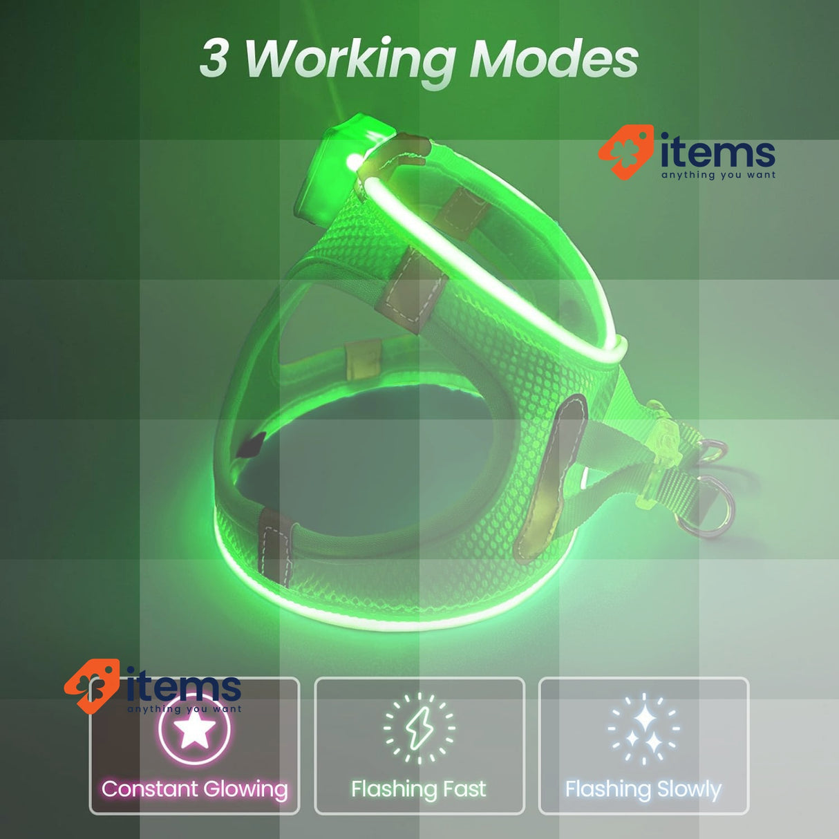 PcEoTllar Light Up Dog Harness Reflective LED Rechargeable, Waterproof Small