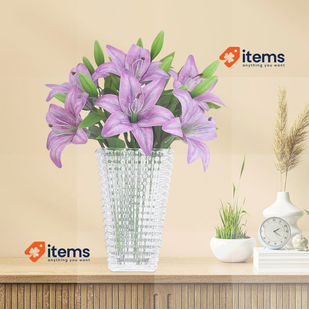 Olrla Purple Artificial Lily Flower Without Vase 6 Pc 3D Print for Wedding Home