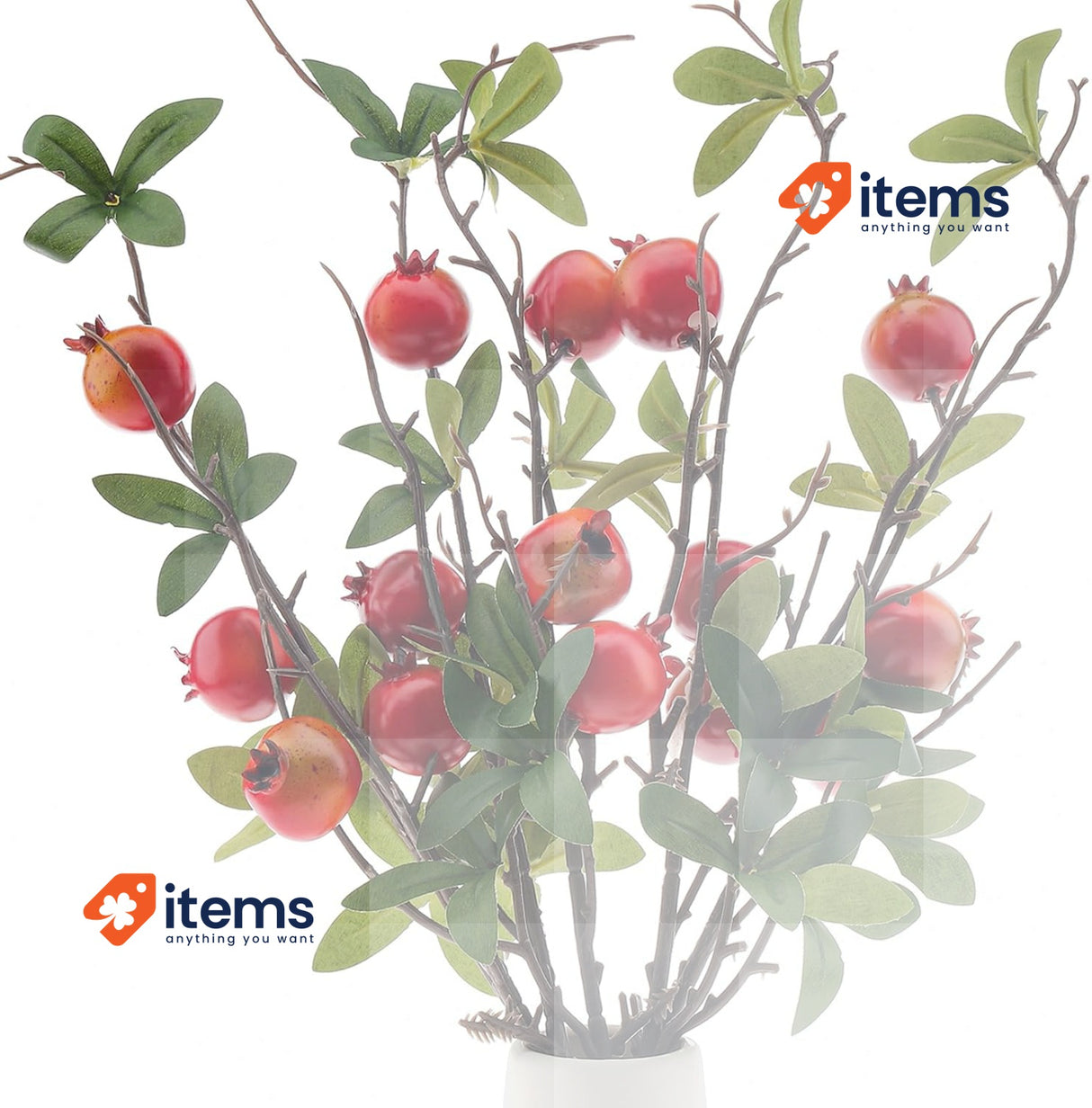 Woration 5 Pack Fake Pomegranate Branches, Artificial Fruit Branches, Realistic