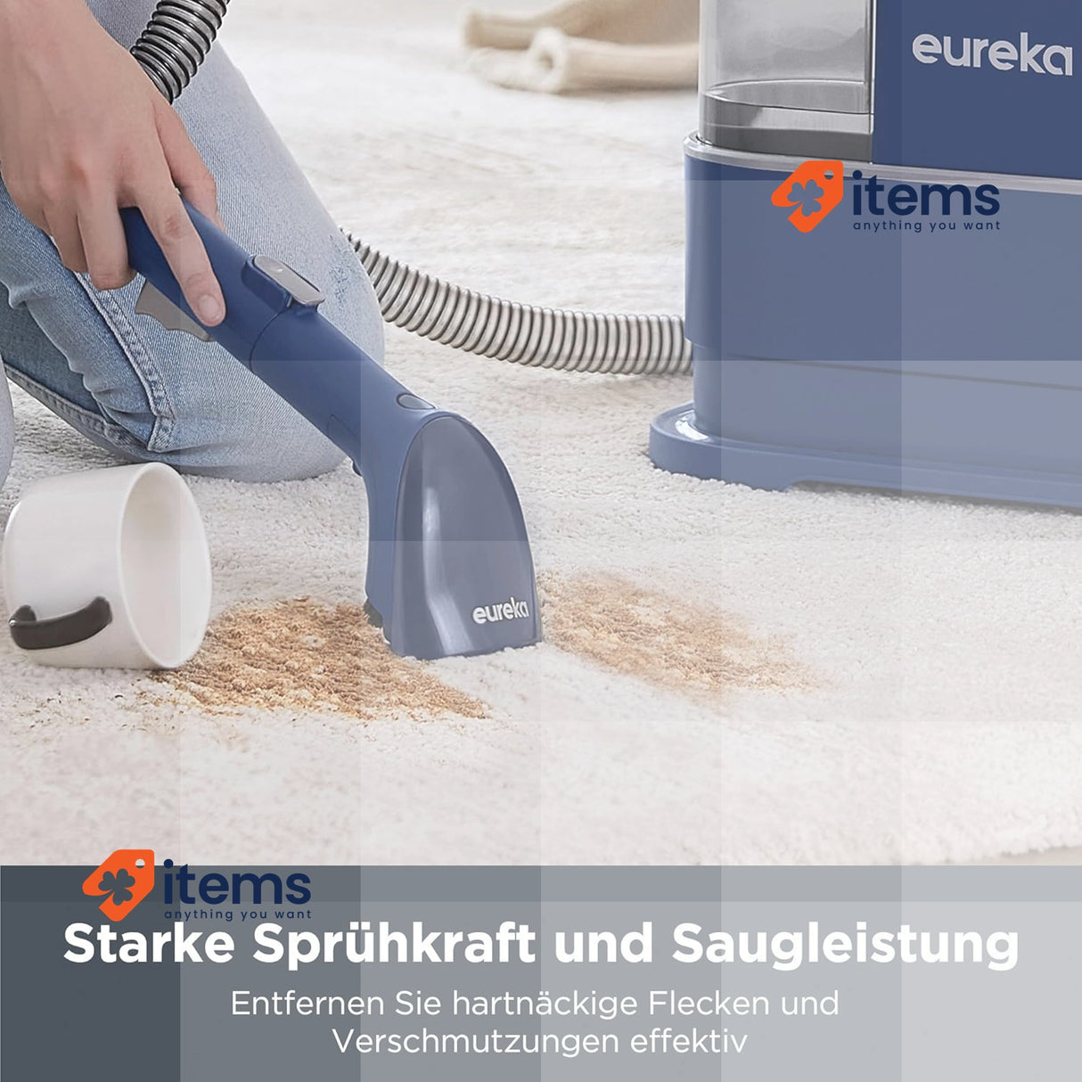 Eureka NEY100 Washing Vacuum Cleaner, Carpet Cleaner 1.5 Liter Blue