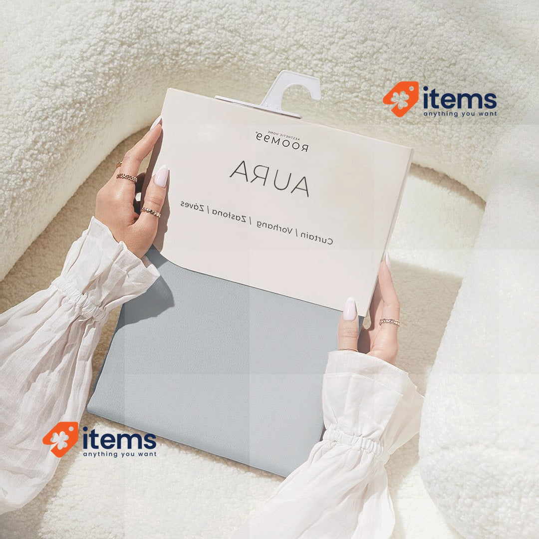 ROOM99 Aura Eyelet Curtain Window Modern Smooth Light Grey 1 Piece 140x230cm