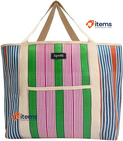 Mr. Wonderful Striped Printed Bag - Green And Purple Borsa Unisex Multicoloured
