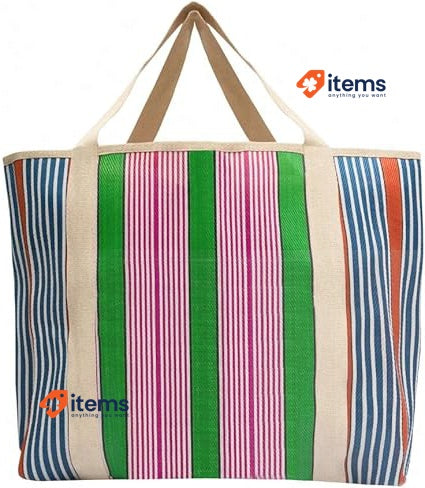 Mr. Wonderful Striped Printed Bag - Green And Purple Borsa Unisex Multicoloured