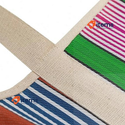 Mr. Wonderful Striped Printed Bag - Green And Purple Borsa Unisex Multicoloured