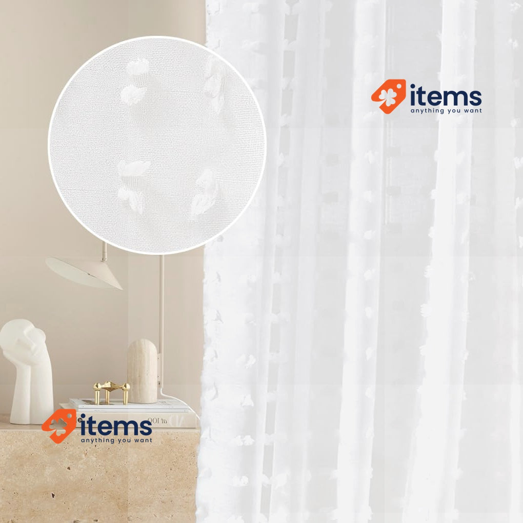 ROOM99 Casablanca Eyelet Curtain 140 x 230cm, Transparent Curtain 1 Piece White