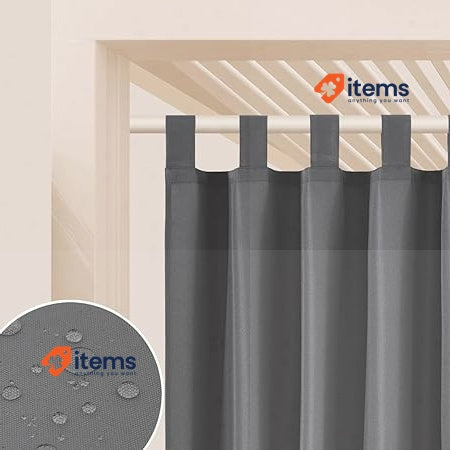 ROOM99 Garden Line Outdoor Curtain with Loops 155 x 220 cm Waterproof Dark Grey