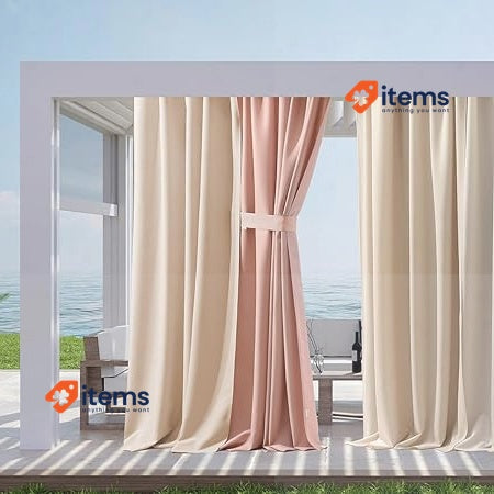 ROOM99 Garden Line Outdoor Curtain with Loops 155 x 220 cm Waterproof Dark Grey