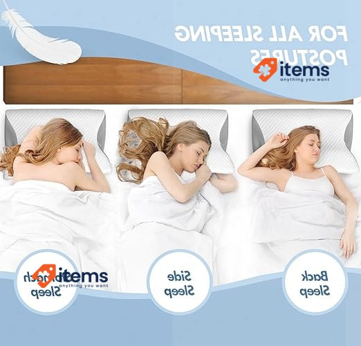 AFNGWWIN Cervical & Neck Pillow Orthopedic Memory Foam Pillow 60x40x11/13cm