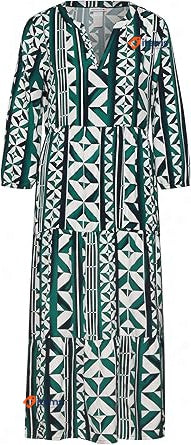 Street One A143971 Midi Printed Dress, Cool Vintage Green, Size 14GB, 40EUR