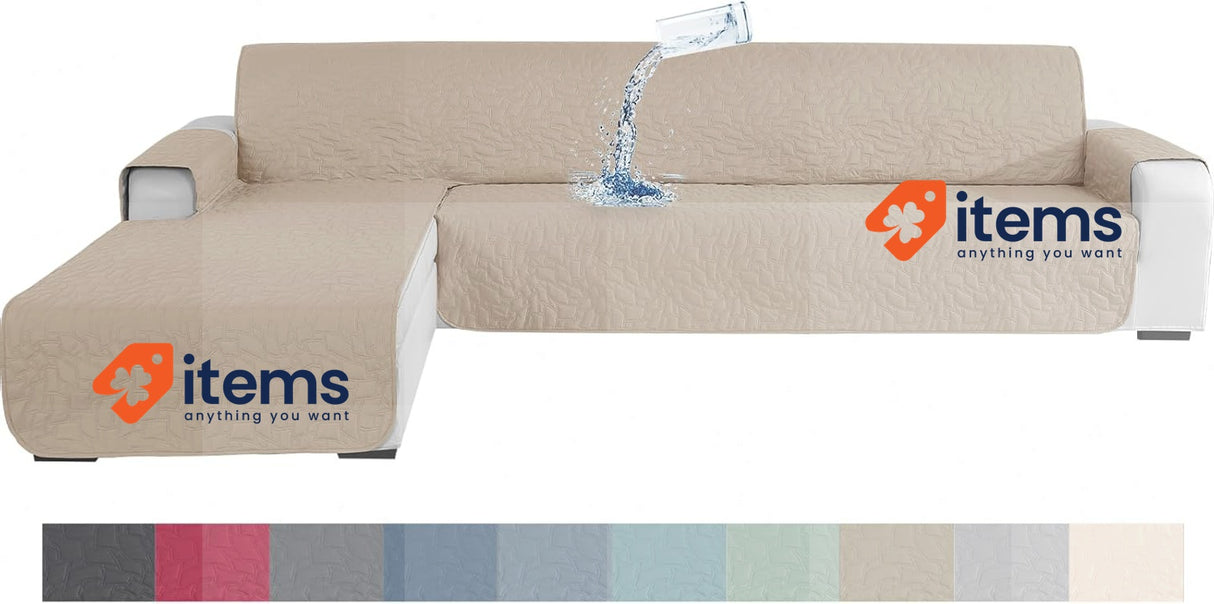 Ystyle Sofa Cover L Shape 4 Seater, Sofa Cover L Shape Waterproof 285 cm, Beige