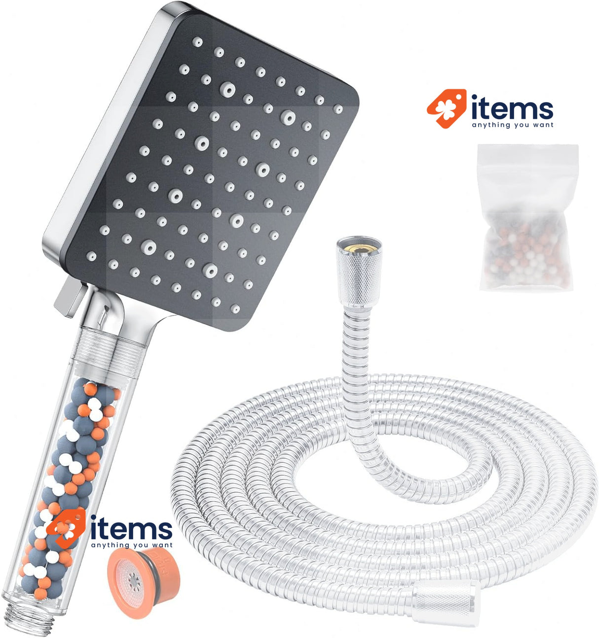 YEAUPE PRO Shower Head With Hose 1.6 M High Pressure Anti - Limescale Chrome